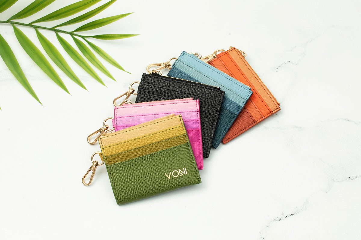 Top Zip Card Holder - Blue – VONI Los Angeles